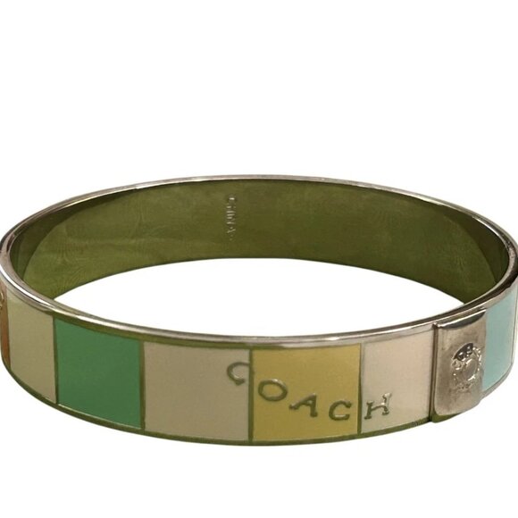 🎄 NWOT 🎀 COACH 🎁 LOGO ENAMEL MULTICOLOR LOGO BANGLE BRACELET 🎁 WITH DUST BAG - Picture 4 of 4